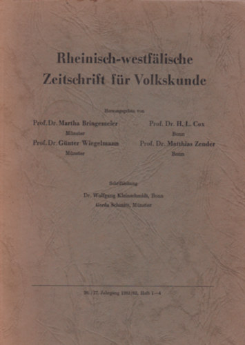 Rheinisch-Westflische - Zeitschrift fr Volkskunde
