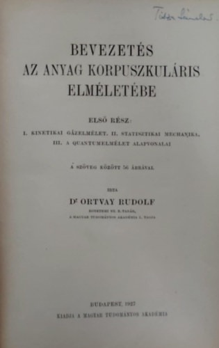 Bevezets az anyag korpuszkulris elmletbe I.