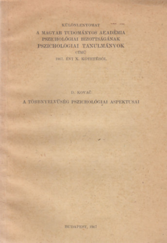 A t�bbnyelv�s�g pszichol�giai aspektusai (dedik�lt)