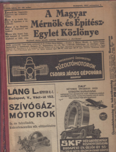 A Magyar Mrnk- s ptszegylet Kzlnye - LXXI. ktet 1937, 1-52. szm (teljes volyam)