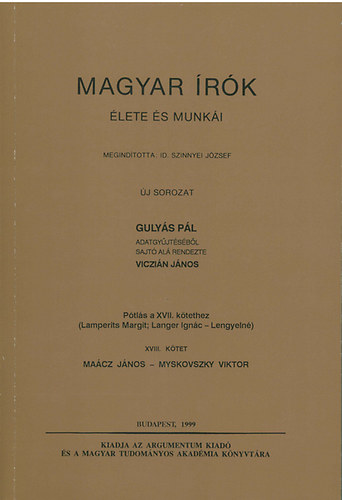 Magyar rk lete s munki XVIII. Macz Jnos - Myskovszky Viktor