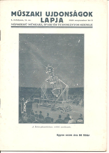 M�szaki ujdons�gok lapja 1929. szeptember h� 5..
