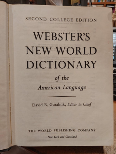 Webster's New World Dictionary of the American Language - Second College Edition