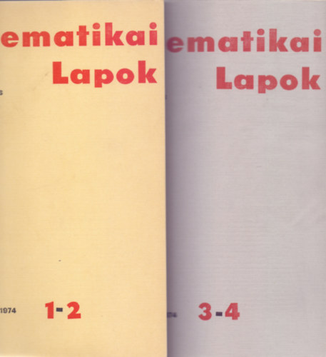 Matematikai Lapok - 25. vfolyam, 1974 - 1-2, 3-4