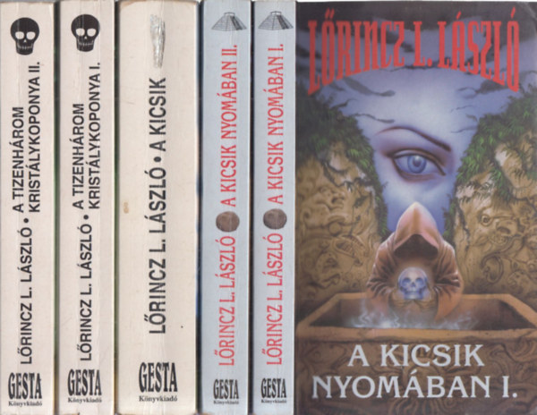 3 db. kalandregny, 5 ktetben (A Kicsik nyomban I-II. + A Kicsik + A tizenhrom kristlykoponya I-II.)