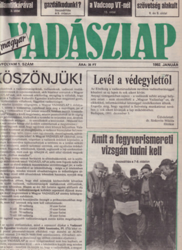 Vadszlap 1991-1992 ( 1991. 0 . szm , 1992. 1. vf. 1-6 szm, teljes )