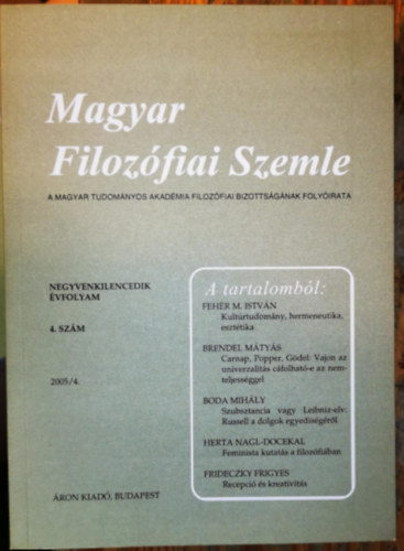 Magyar Filozfiai Szemle 2005/4