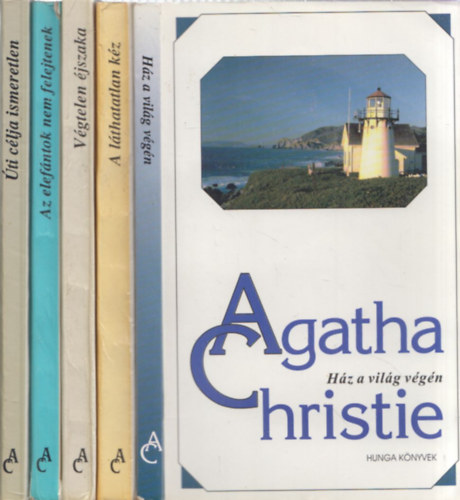 5 db Agatha Christie: H�z a vil�g v�g�n + A l�thatatlan k�z + V�gtelen �jszaka + Az elef�ntok nem felejtenek + �ti c�lja ismeretlen