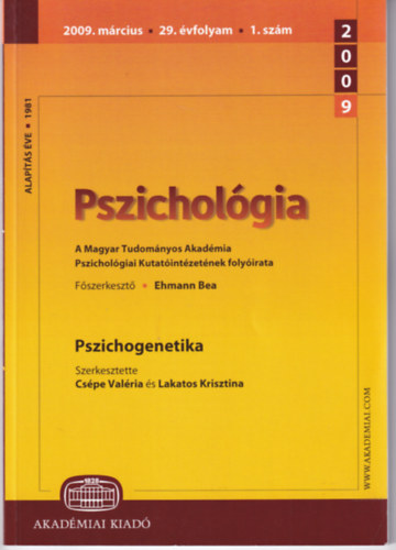 Pszicholgia 2009. mrcius - 29. vfolyam 1. szm