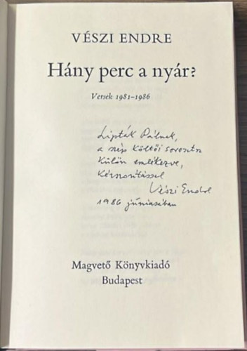 H�ny perc a ny�r?