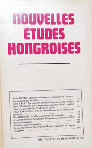 Fodor Istvn - Nouvelles tudes hongroises