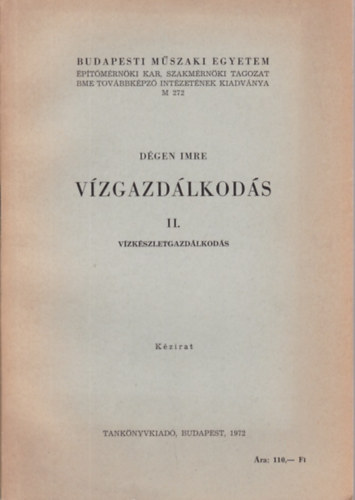 V�zgazd�lkod�s II. V�zk�szletgazd�lkod�s