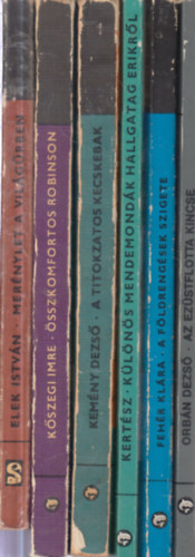 6 db. magyar sci-fi: Az ez�stflotta kincse + A f�ldreng�sek szigete + K�l�n�s mendemond�k hallgatag Erikr�l + A titokzatos kecskebak + �sszkomfortos Robinson + Mer�nylet a vil�g�rben
