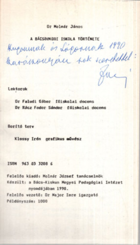 A bcsbokodi iskola trtnete - Dediklt