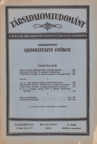 Trsadalomtudomny - A Magyar Trsadalomtudomnyi Trsulat folyirata 15. vf. 4. szm (1935)