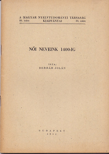 Ni neveink 1400-ig