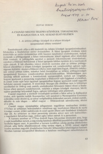 A Csan�d v�rmegyei telepes k�zs�gek igazgat�sa a XIX. sz�zad els� fel�ben - K�l�nlenyomat - Dedik�lt