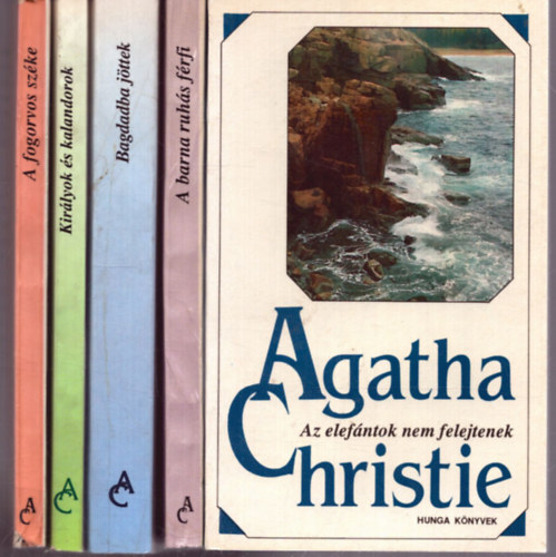5 db Agatha Christie ktet (Hunga Knyvek): Bagdadba jttek - A barna ruhs frfi - A fogorvos szke - Kirlyok s kalandorok - Az elefntok nem felejtenek