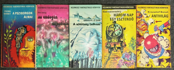 (5db) Kozmosz Fantasztikus Knyvek knyvcsomag: A psziborgok lmai / Endrogn expedci / A sttsg balkeze / Antivilg / Hrom nap egy esztend + fnykrben