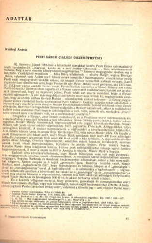 Pesti Gbor csaldi sszekttetsei - Klnlenyomat