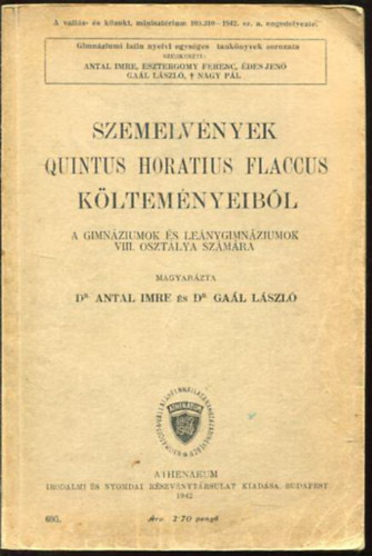 Szemelv�nyek Quintus Horatius Flaccus k�ltem�nyeib�l