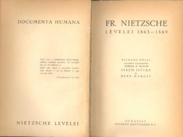 Friedrich Nietzsche levelei 1863-1889