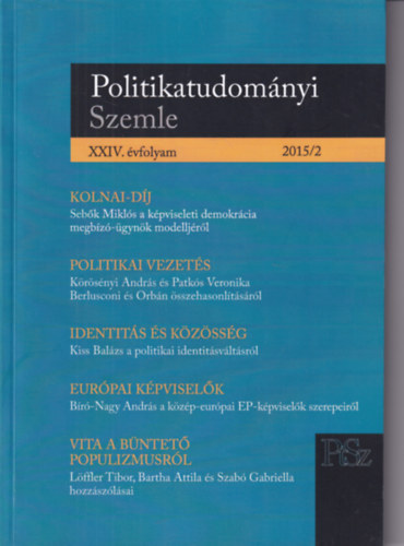 Boda Zsolt  (szerk.) - Politikatudomnyi szemle 2015/2