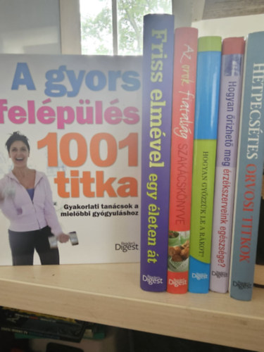 6db album, �letm�d, K�NYVMENT� AJ�NLAT: A gyors fel�p�l�s 1001 titka + Friss elm�vel egy �leten �t + Az �r�k fiatals�g szak�csk�nyve + Hogyan gy�zz�k le a r�kot? + Hogyan �rizhet� meg �rz�kszerveink eg�szs�ge? + H�tpecs�tes