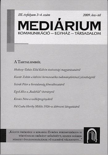 Medirium (Kommunikci-Egyhz-Trsadalom) III. vf. 3-4. szm