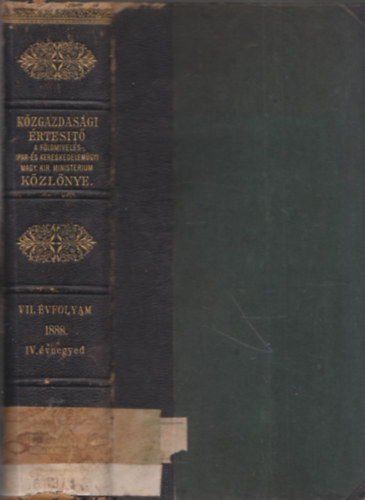 Kzgazdasgi rtest VII. vfolyam, 1888 - IV. vnegyed