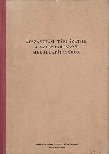 A szesztartalom meg�llap�t�s�hoz �tsz�m�t�si t�bl�zatok