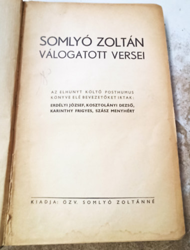 Somly Zoltn vlogatott versei - I.kiads