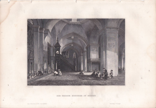 Die Grosse Moschee in Brussa (A Nagy Mecset, Bursa, Trkorszg, zsia) (16x23,5 cm lapmret eredeti aclmetszet, 1856-bl)