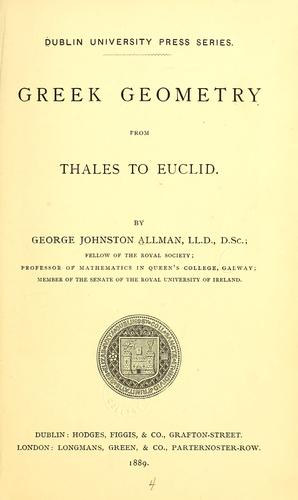 Greek geometry from Thales to Euclid