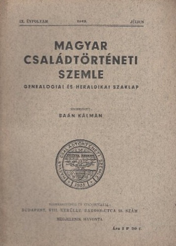 Magyar csal�dt�rt�neti szemle (IX. �vf. 1943. j�lius)