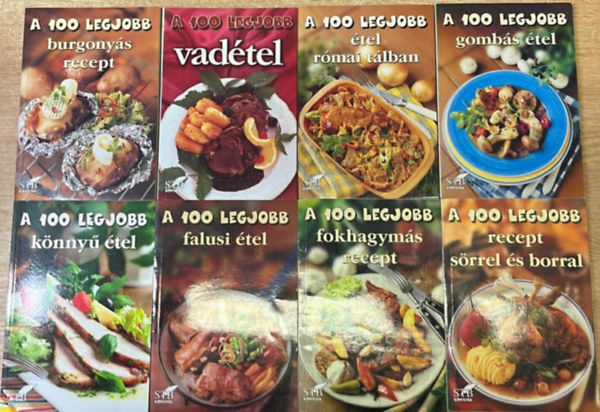 Tor Elza  ( szerk.) - 8 darab szakcsknyv a 100 legjobb: Srrel s borral - Fokhagyms recept - Falusi tel - Knny tel - Gombs tel - Rmai tlban - Vadtel - Burgonys recept