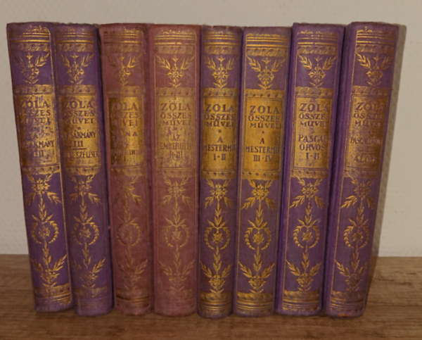 Emile Zola - 8 kötet Emile Zola plakettel ellátott életműsorozatából: A zsákmány I., A zsákmány III., Nana III., Az emberirtó II., A mestermű I., A mestermű III., Pascal orvos I., Pascal orvos III.