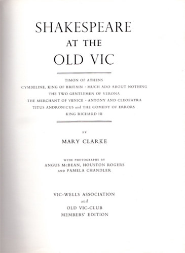 Shakespeare at the Old Vic