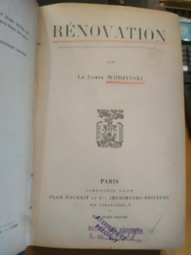 Le Comte Wodzinski - Rénovation