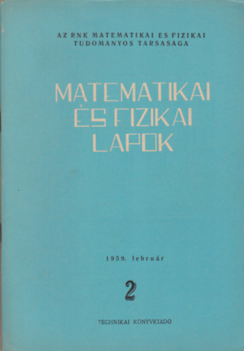 Matematikai s fizikai lapok 2. 1959. februr