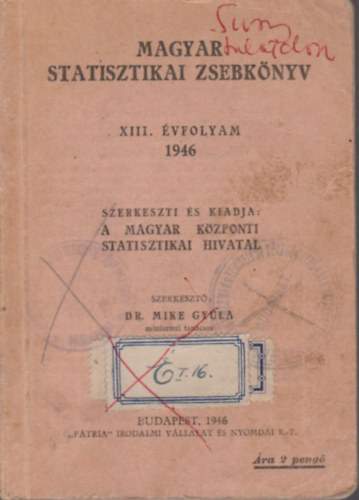 Magyar statisztikai zsebknyv XIII. vfolyam 1946