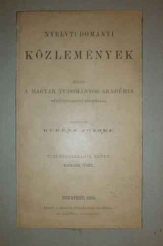 Nyelvtudomnyi kzlemnyek - 18. ktet 3. fzet - 1884.