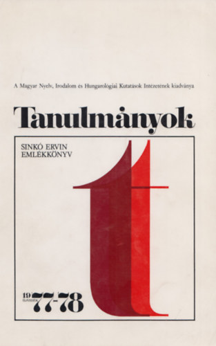 Bori Imre  (szerk.) - Tanulmnyok - Sink Ervin emlkknyv 1977-78