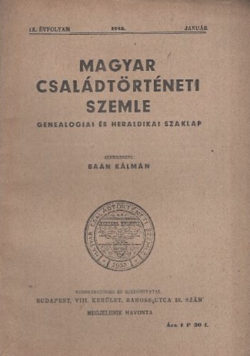 Magyar csal�dt�rt�neti szemle (IX. �vf. 1943. janu�r)