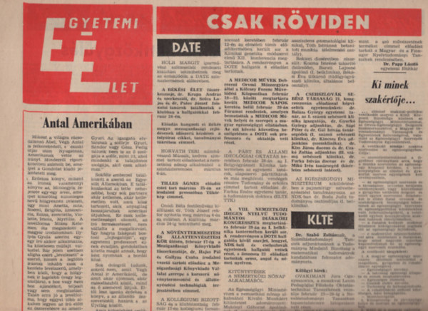 Egyetemi �let XIX. �vfolyam 11. sz�m