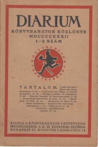 Mt Kroly-Kenyeres Imre - Diarium-knyvbartok kzlnye-1922.1-2.szm