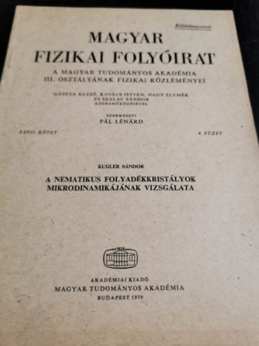 Magyar fizikai folyirat XXVII. ktet 4. fzet