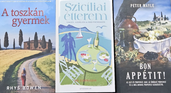 3 db mediterrn romantikus regny: Szicliai tterem (KLNLEGES, LDEKORLT KIADS) +  A toszkn gyermek + Bon apptit!