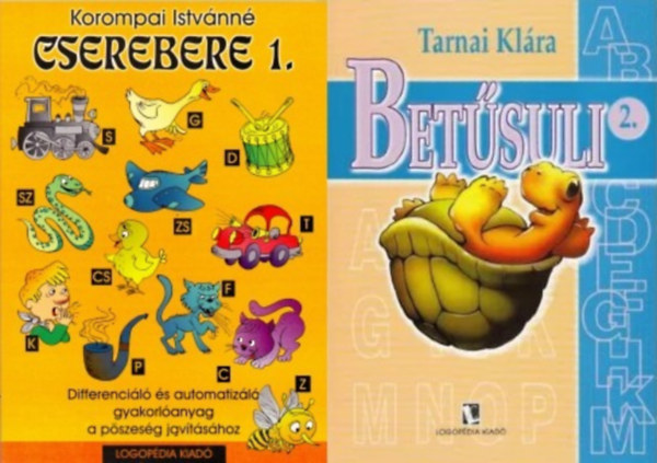 2 db knyv a Logopdia kiadtl:  + Cserebere 1. - Differencil s automatizl gyakorlanyag a pszesg javtshoz 1-4 o. +  Betsuli 2. - Kpessgfejleszt feladatgyjtemny kisiskolsoknak a nagybetk tanulshoz