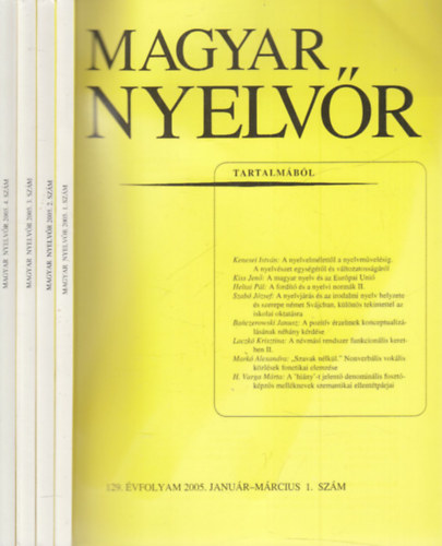 Magyar Nyelvr (2005. teljes vfolyam, 4 ktetben, lapszmonknt)